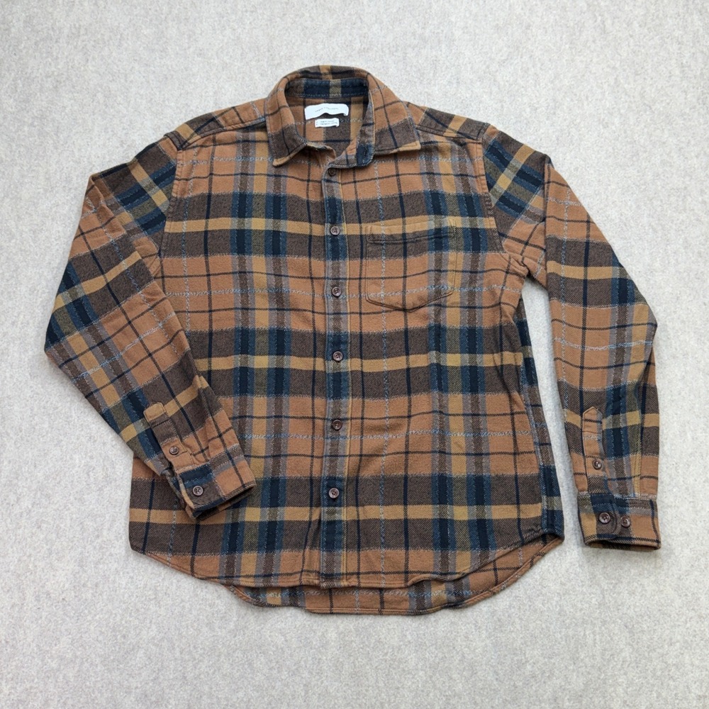 Urban Outfitters Flannel Shirt Mens S Brown Plaid Grunge Cabincore Dark Academia